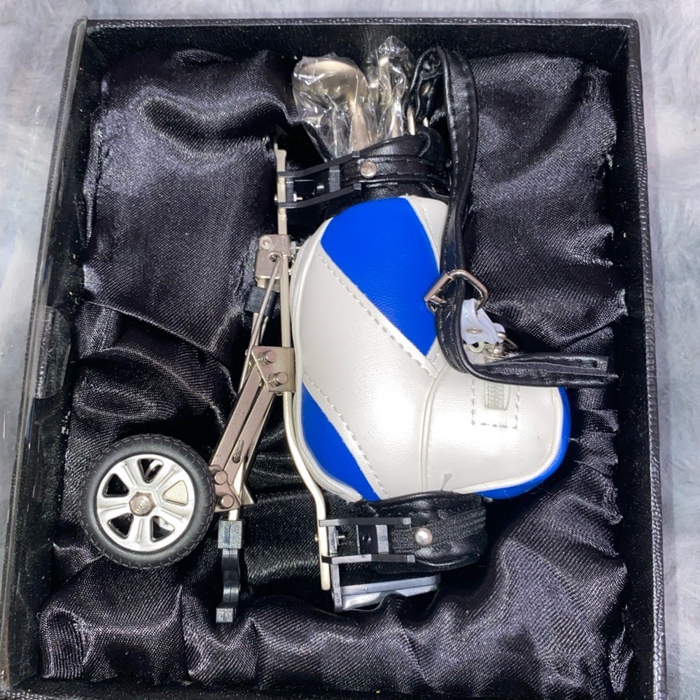 Blue and White Golf Bag Keychain-pencil holder